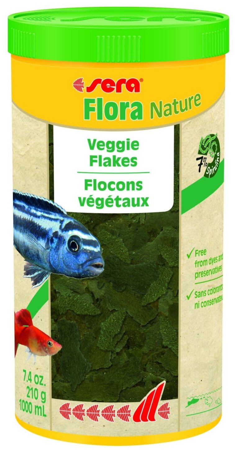 SERA FLORA NATURE корм хлопья для рыб растительный (1 л)