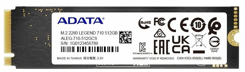 Жесткий диск SSD ADATA 512Gb M.2 2280 PCI Express ALEG-710-512GCS