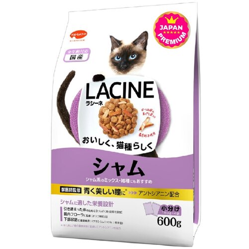 Монопородный корм Japan Premium Pet LACINE на основе морского коллагена для сиамских кошек с олигосахаридами для здоровой формы и поддержания работы кишечника. Для всех возрастов. Тихоокеанский тунец и японский цыплёнок, 600 г