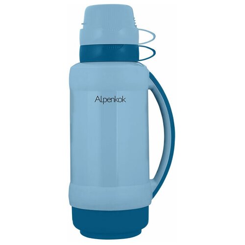 фото Классический термос alpenkok со стеклянной колбой, 1 л серо-голубой