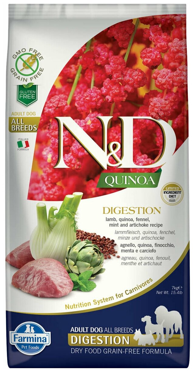 Фармина N&D QUINOA LINE для собак QUINOA DIGESTION LAMB Adult, 7кг