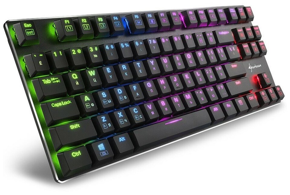 Клавиатура Sharkoon PureWriter TKL RGB Kailh Blue проводная игровая для PC (синяя подсветка)