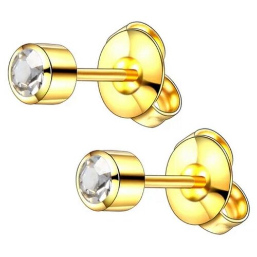 Серьги для прокола ушей BUN крапан средний размер с золотым покрытием белый/прозрачный
