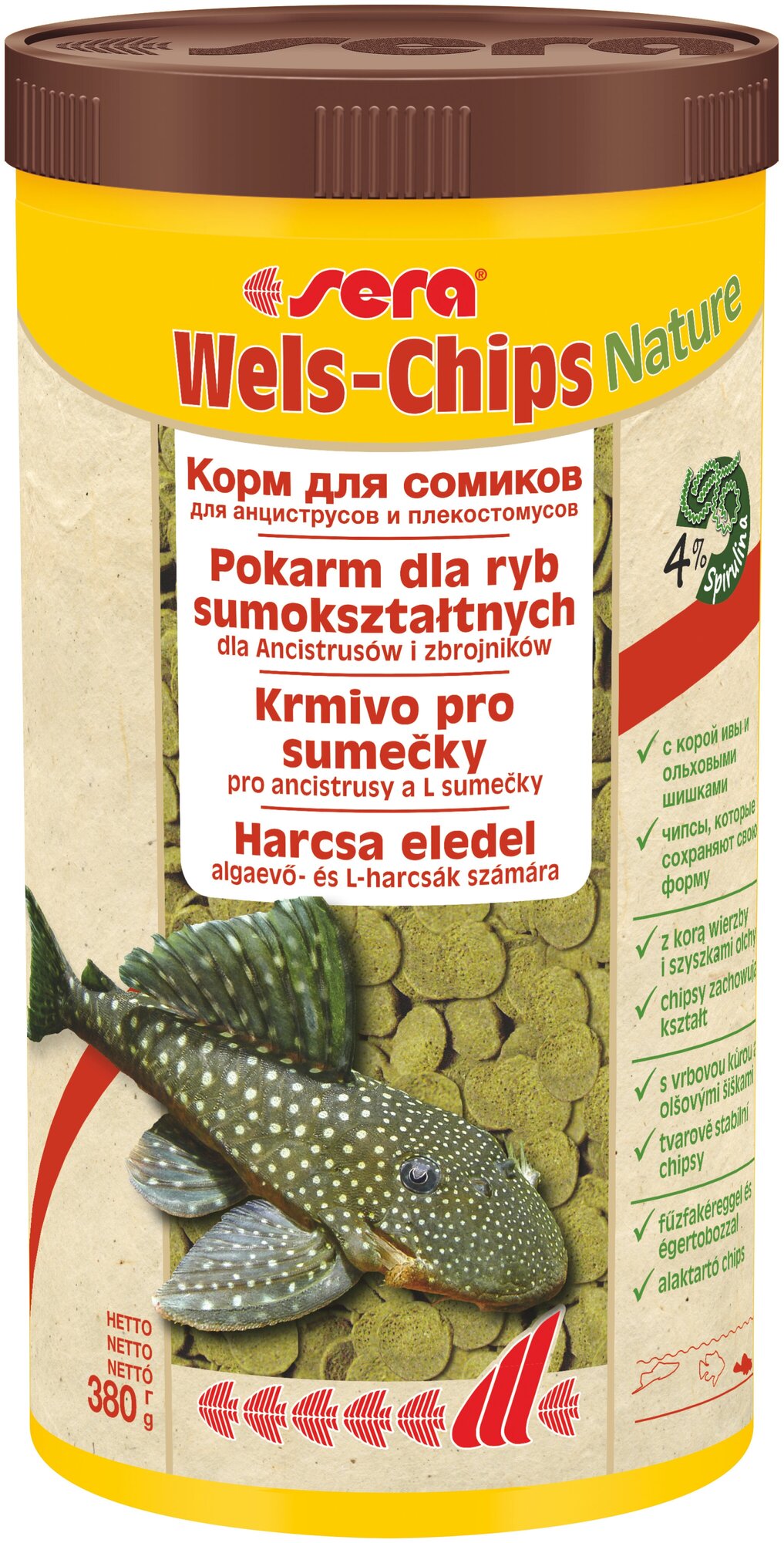 Сухой корм для рыб Sera Wels Chips Nature 1000 мл 380 г
