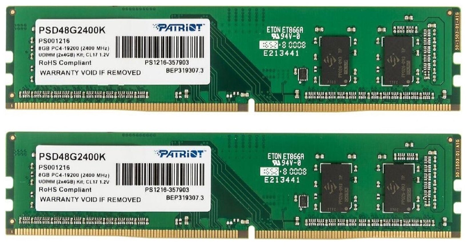 Оперативная память Patriot DDR4 8Gb (2x4Gb KIT) 2400MHz