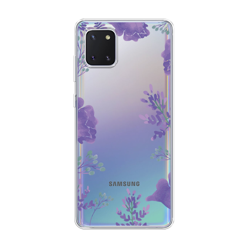 Силиконовый чехол на Samsung Galaxy Note 10 Lite / Самсунг Гэлакси Нот 10 Лайт Сиреневая цветочная рамка, прозрачный