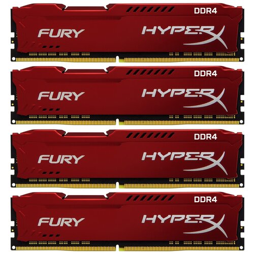 Память HX424C15FR2K432 Kingston 32GB 2400MHz DDR4 CL15 Dimm Kit of 4 HyperX Fury Red 1570900₽