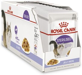 Влажный корм для стерилизованных кошек Royal Canin Sterilised 24 шт. х 85 г (кусочки в желе)