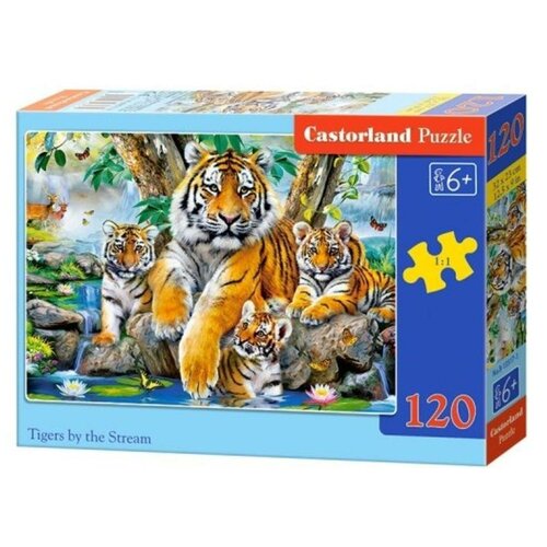 Пазл «Семья тигров у ручья», 120 элементов