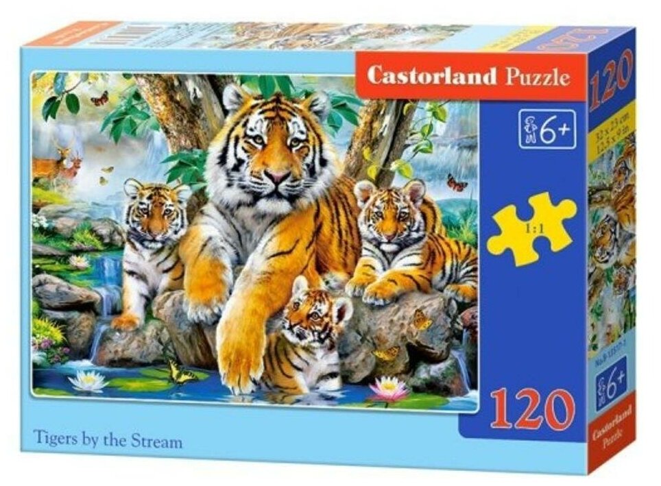 Пазл Castorland Puzzle Тигры у ручья 120 деталей 32х23см В-13517 6+