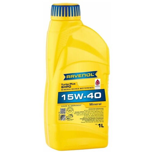 фото Минеральное моторное масло ravenol turbo plus shpd sae 15w-40, 5 л