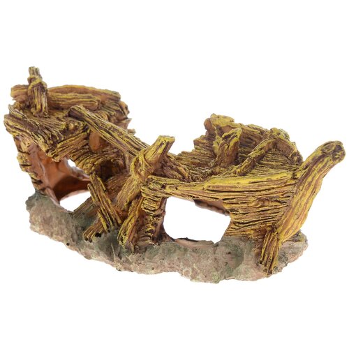 Декор грот для аквариума Лодка Gold, 18 х 8,5 х 7 см, BARBUS, Decor 012 (1 шт)