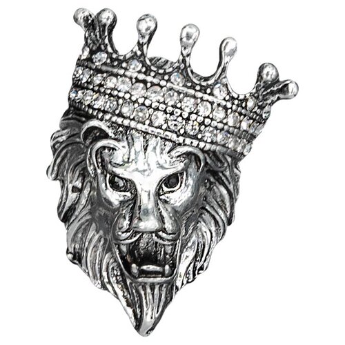 фото Брошь бижутерная король лев (замок-булавка, серебристый) 12-56177 otokodesign