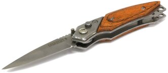 Нож складной СЛЕДОПЫТ PF-PK-09 серебристый/коричневый