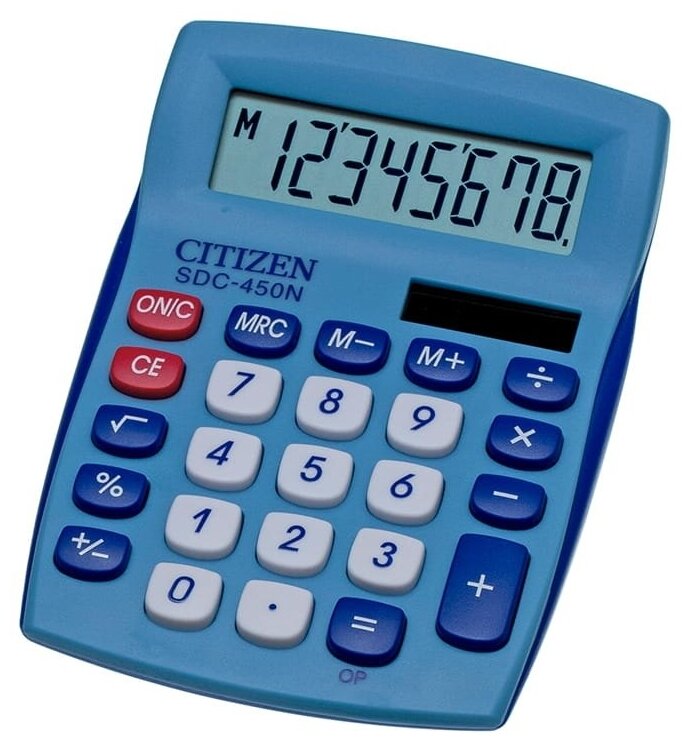 Калькулятор Citizen настольный, 8 разрядов, двойное питание, 120x87 мм, синий