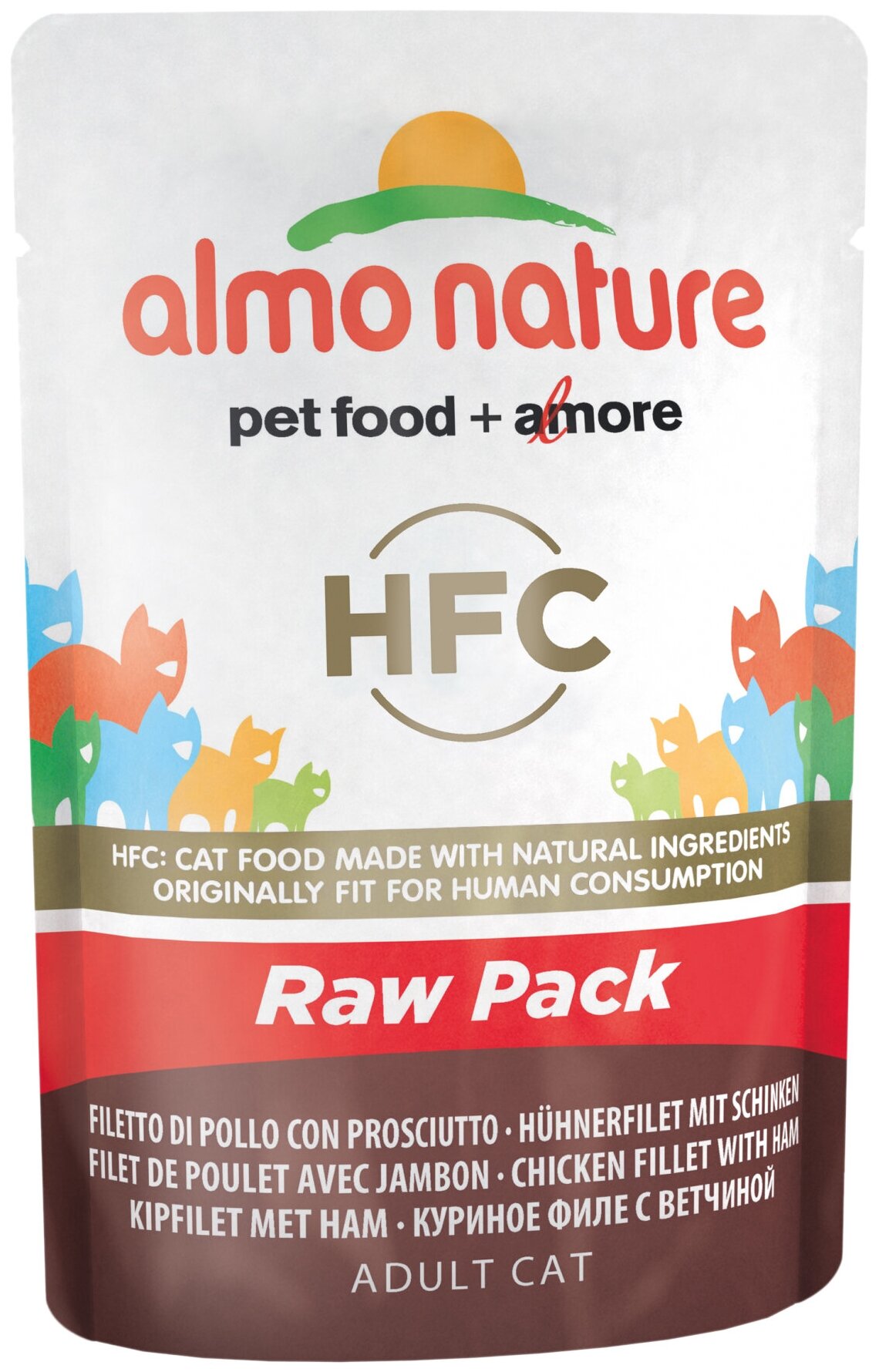 Almo Nature Паучи 75% мяса для Кошек "Куриное Филе с Ветчиной" (Classic Raw Pack - Chicken Fillet with Ham) 0,055 кг