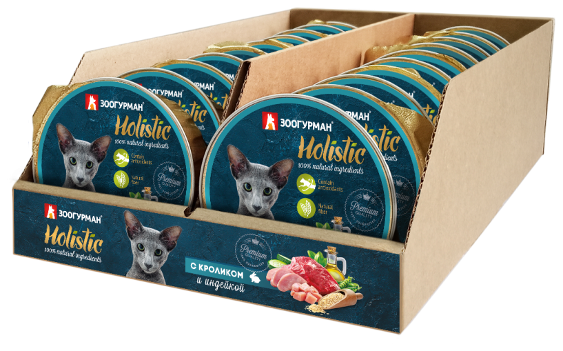 Корм для кошек Зоогурман Holistic с кроликом и индейкой 100г - фото №1