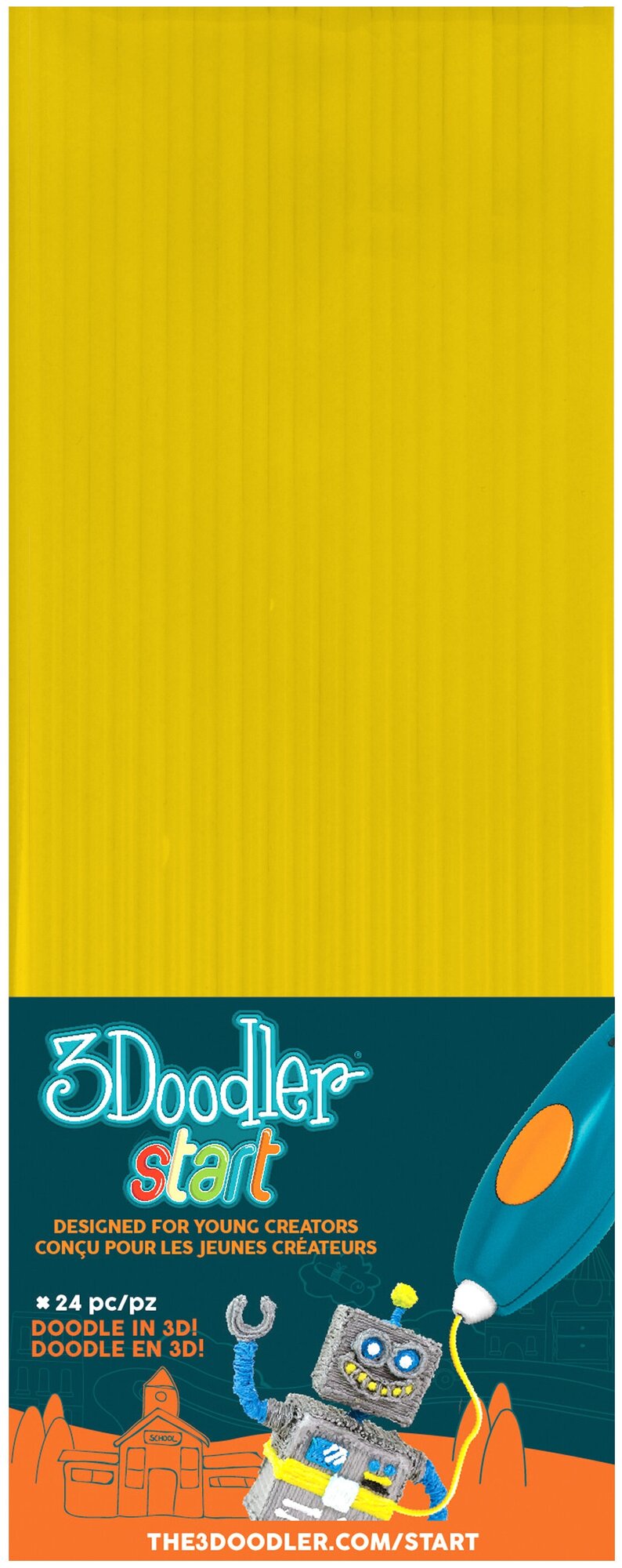 Эко-пластик к 3Д ручке 3DOODLER START, желтый, 24 шт - фото №2