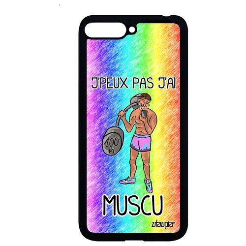 фото Чехол для мобильного huawei y6 2018, "не могу - у меня бодибилдинг!" карикатура шутка utaupia