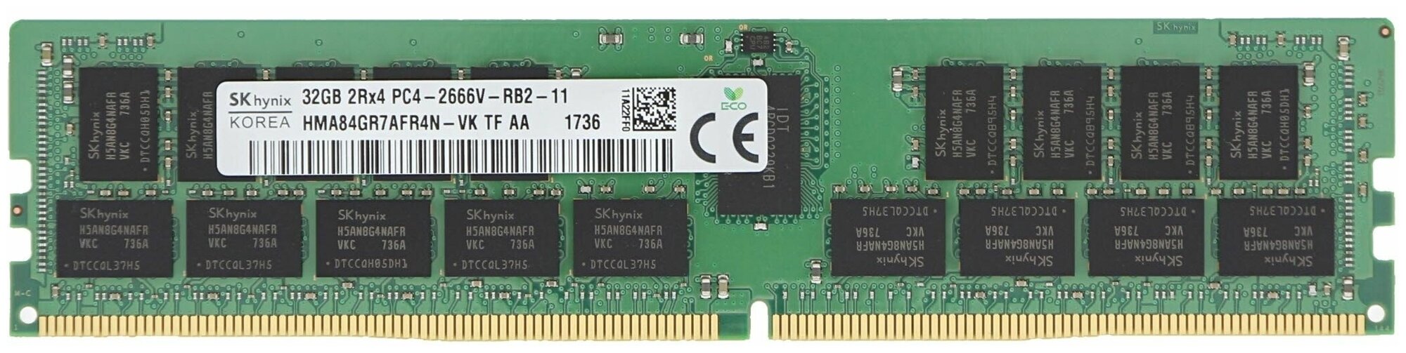 Модуль памяти DDR4 32GB Hynix original HMA84GR7AFR4N-VK PC4-21300, 2666MHz, CL19, 1.2V, ECC Registered 2Rx4