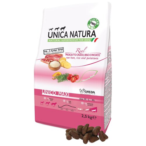 Сухой корм для собак Unica Natura ветчина, с рисом, с картофелем 2.5 кг (для крупных пород)