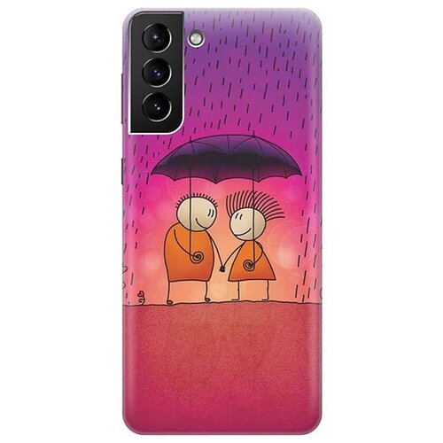фото Чехол - накладка artcolor для samsung galaxy s21 plus с принтом "парочка под дождем" re:pa