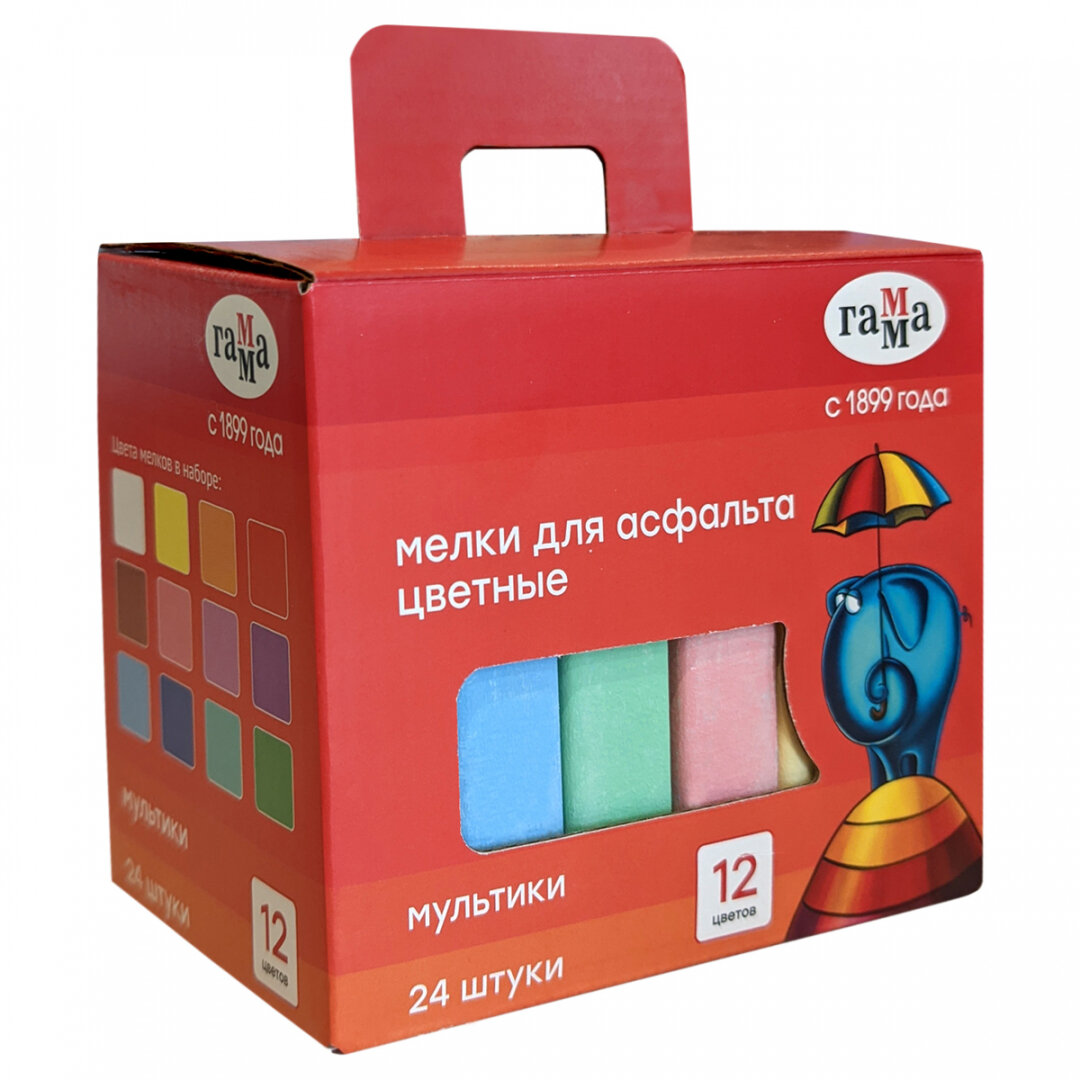 Гамма Мелки цветные Гамма "Мультики", 24шт, квадратные, картонная коробка sela25