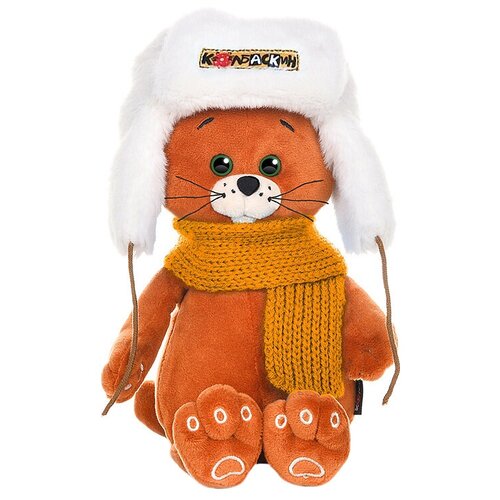 фото Мягкая игрушка maxitoys колбаскин в шапке и оранжевом шарфе 25 см