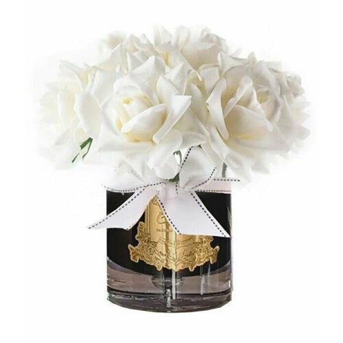 Эксклюзивный, люксовый букет роз Cote Noire,2 спрея по 10 мл, черная ваза, шампань , ВхШхД 32х26х26 см