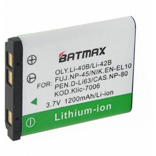 Аккумулятор Batmax LI-40 / Li40 /Li42 / EL10 / FNP 45 для Nikon/Olympus/Fujifilm/Kodak аккумулятор fnp 150 для fujifilm finepix s5 pro is pro np 150 pl451g 857 fnp 150 2200mah