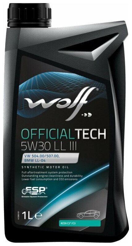 Синтетическое моторное масло Wolf Officialtech 5W30 LL III, 1 л