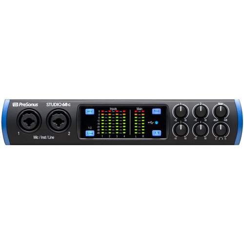 PreSonus Studio 68C аудио/MIDI интерфейс,USB-C 2.0, 6вх/6 вых каналов, предусилители XMAX, до 24 бит