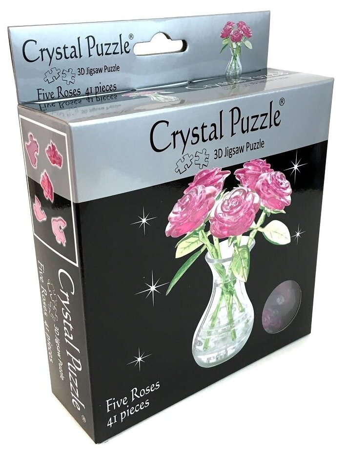 Головоломка 3D Crystal Puzzle Букет в вазе Розовый цвет: розовый - фото №5
