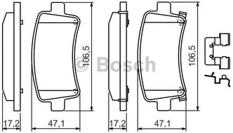 Дисковые тормозные колодки задние Bosch 0986494124 для Fiat Croma (4 шт.)