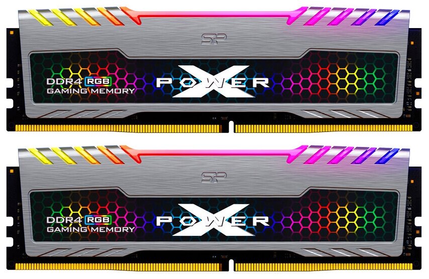 Оперативная память для компьютера 32Gb (2x16Gb) PC4-25600 3200MHz DDR4 DIMM CL16 Silicon Power XPower Turbine RGB SP032GXLZU320BDB