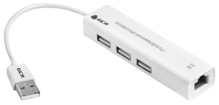 USB 2 Разветвитель на 3 порта + 10 100 мbps Ethernet Network GCR AP03