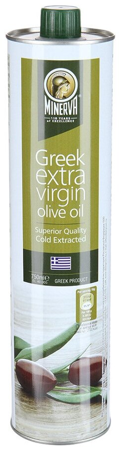 Масло оливковое MINERVA Greek Extra Virgin, жестяная банка, 0.75 л