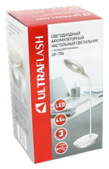 Светодиодный настольный аккумуляторный светильник, белый, Ultraflash UF-706 С01