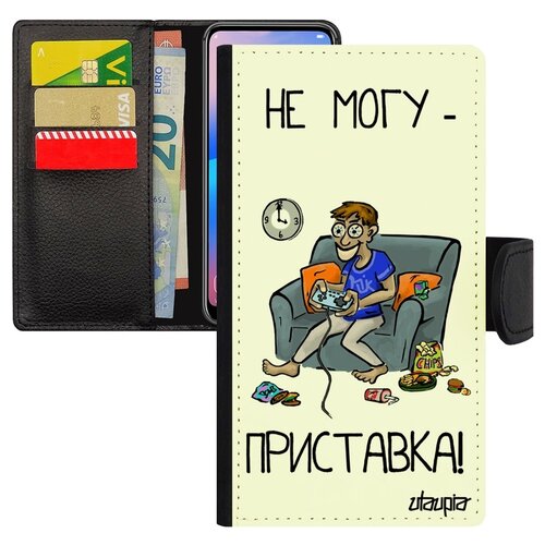 фото Чехол-книжка на смартфон iphone 8, "не могу - у меня приставка!" карикатура шутка utaupia