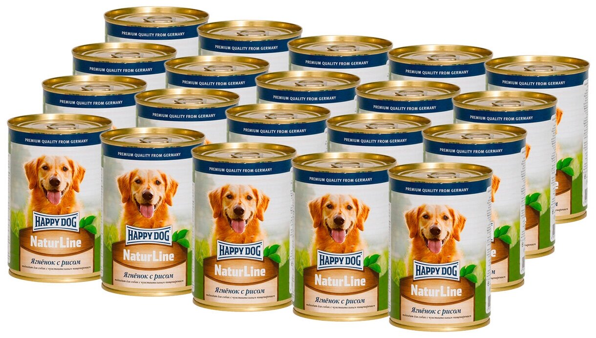 HAPPY DOG для взрослых собак с ягненком и рисом (410 гр х 20 шт)