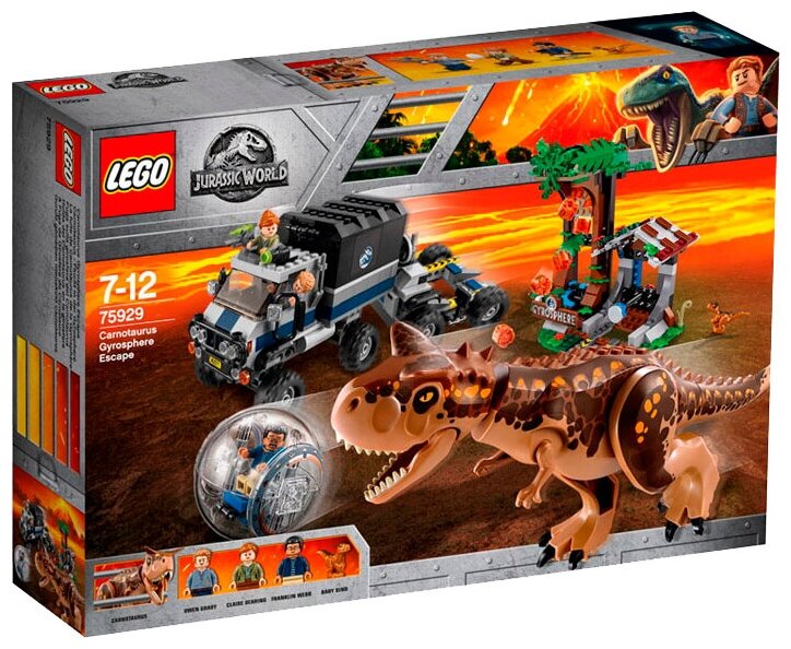 Конструктор LEGO Jurassic World 75929 Побег в гиросфере от Карнотавра, 577 дет.