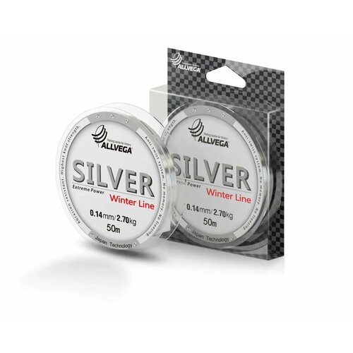 Леска монофильная ALLVEGA Silver 50м 0,14мм (2,70кг) серебристая