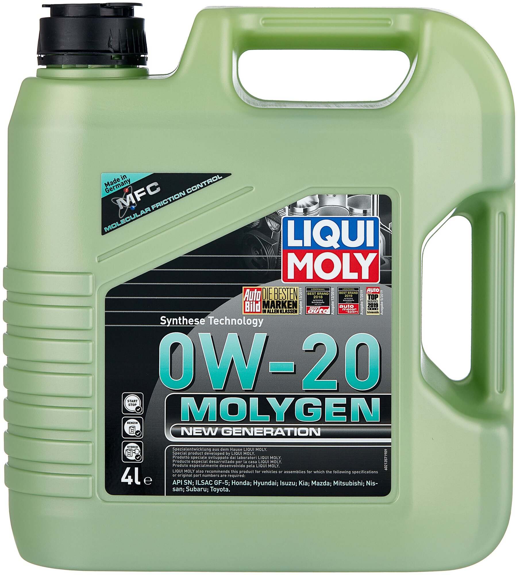 HC-синтетическое моторное масло LIQUI MOLY Molygen New Generation 0W-20, 4 л