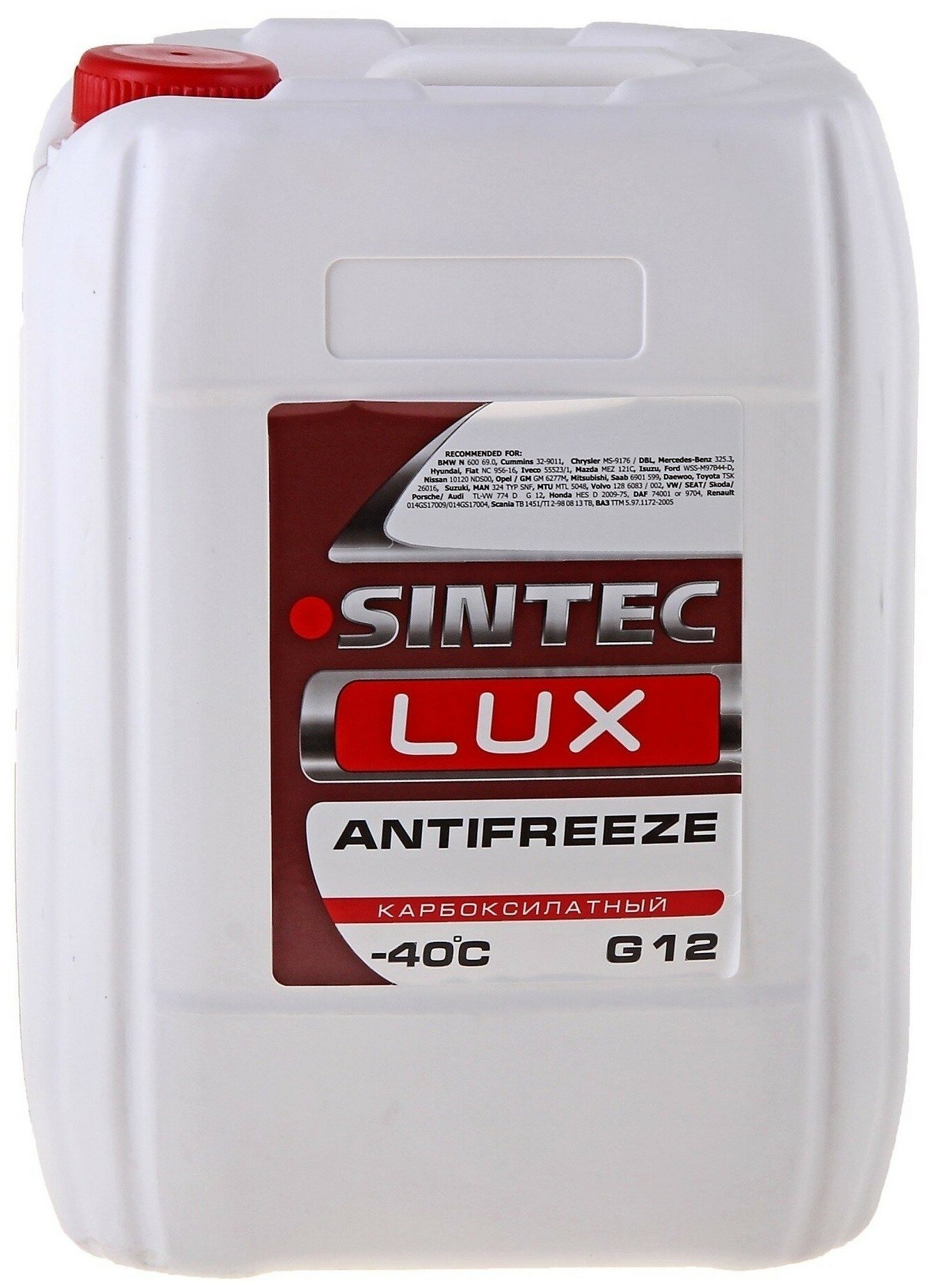 Sintec антифриз lux (красный) g 12 20кг Sintec 990470