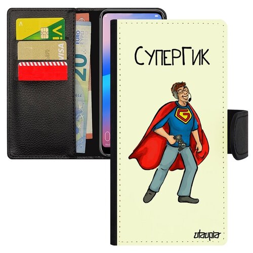 фото Чехол книжка на смартфон galaxy a10, "супергик" комичный геймер utaupia