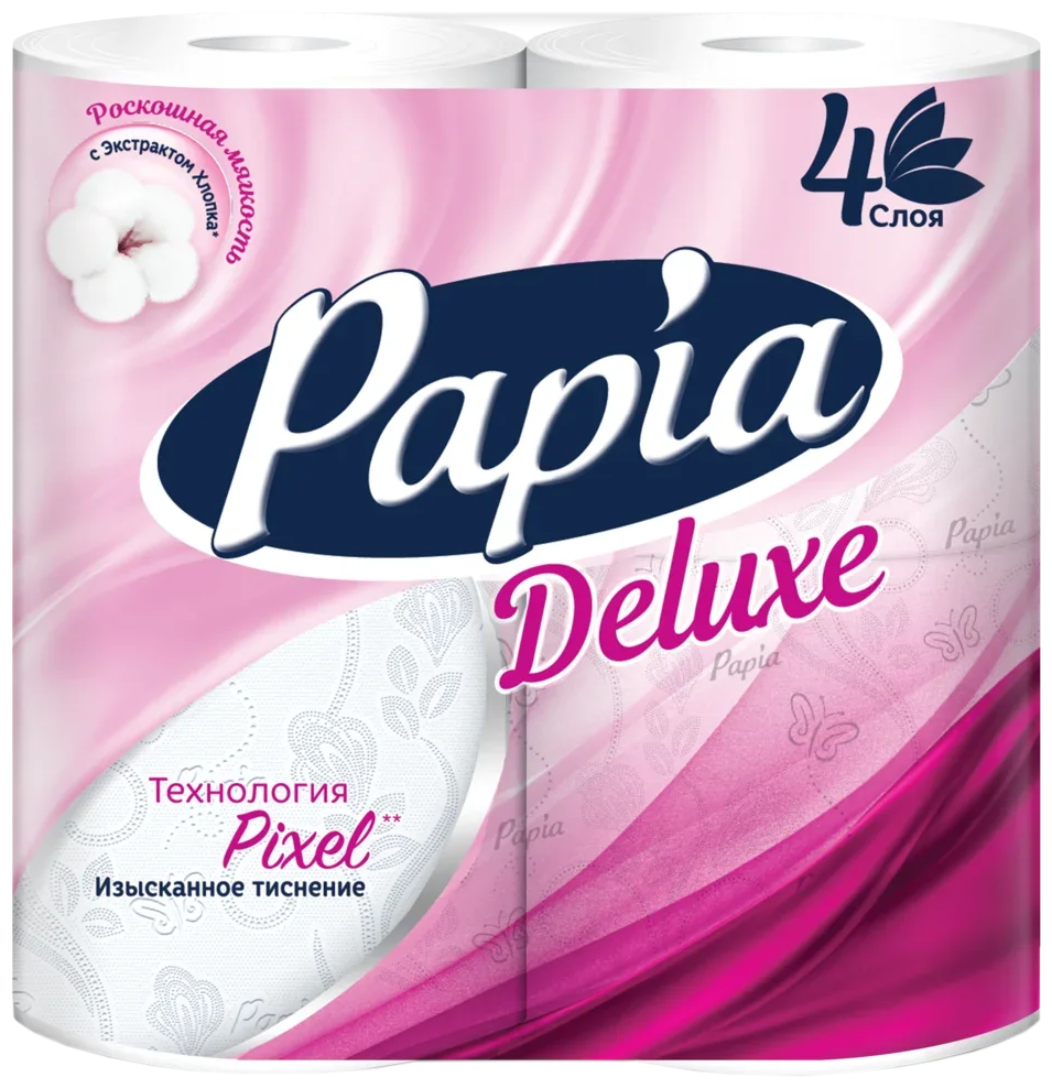 Туалетная бумага Papia Deluxe белая четырехслойная