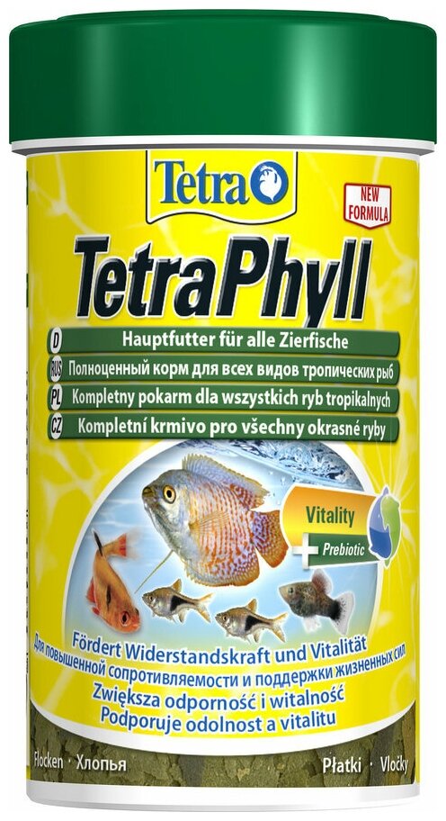 TetraPhyll корм для всех видов рыб растительные хлопья 100 мл - фотография № 1