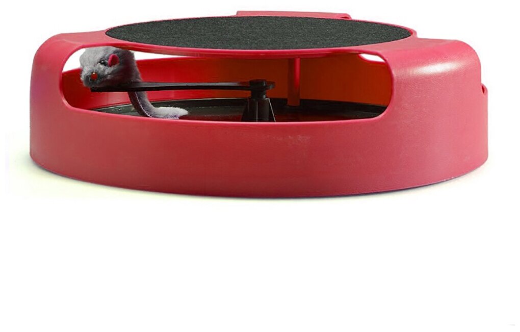 Игрушка мышь, когтеточка, круглая, напольная, красная, 26х26х7 см, Pets & Friends PF-MOUSE-03 - фотография № 3