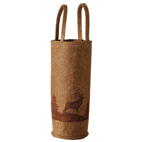фото Подарочная сумка для бутылки олений шарм, фетр, коричневая, 40 см, boltze 2005511-коричневая