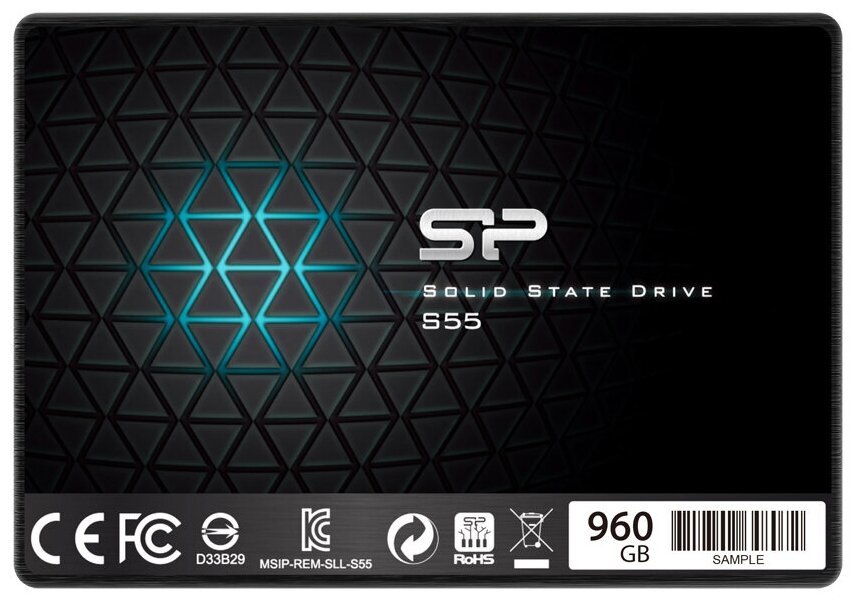 Твердотельный накопитель Silicon Power Slim S55 960 ГБ SATA SP960GBSS3S55S25